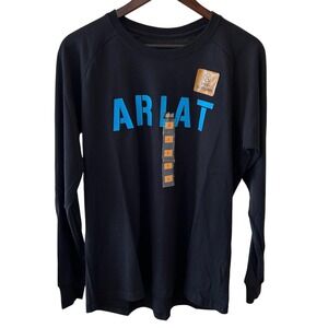 Ariat Rebar Work Shirt Women Large Black Long Sleeve Logo Graphic Tee Pre-Shrunk